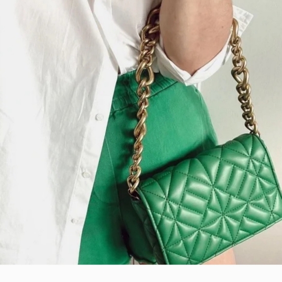 Zara Handbags - Green Zara mini Bag 8x5 inches with gold handle